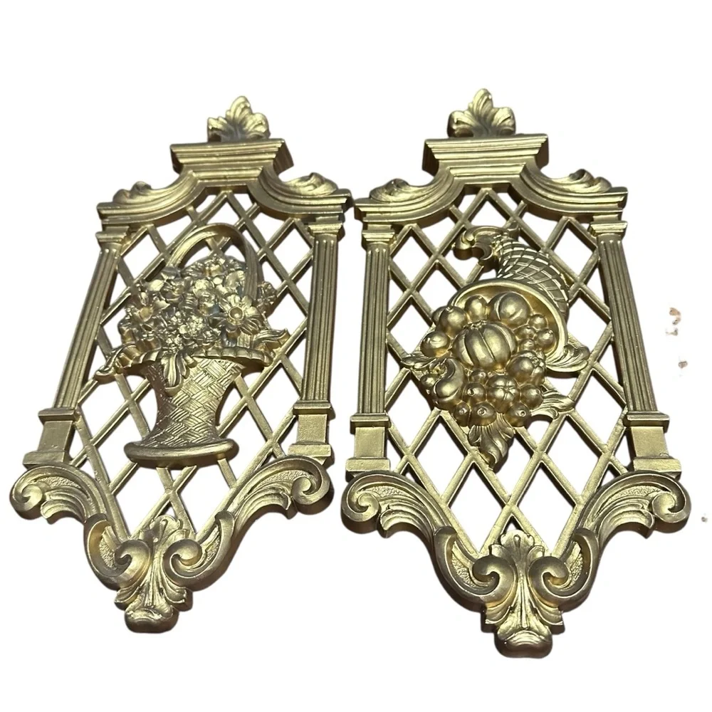 Vintage 1971 Dart Gold Wall Plaques Hollywood‎ Regency Set of 4